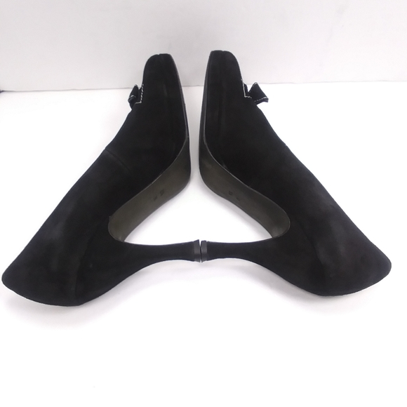 DONALD J. PLINER Black Suede Platform Heels Front Bow Detail EUC - Picture 15 of 15